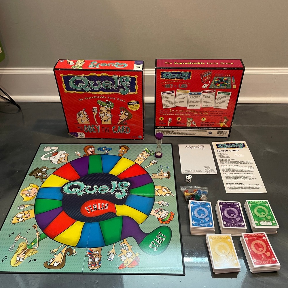Quelf The Unpredictable Party Game Obey The Card Spin Master Complete Board Game